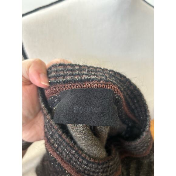 Bogner Wool & Mohair Blend Brown Metallic Zebra Print Sweater - Picture 5 of 8